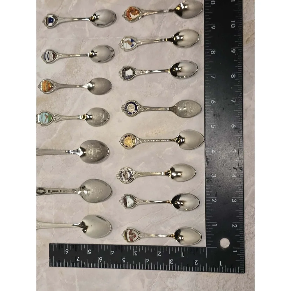 Vintage State‎ Souvenir Spoon Lot Silver Tone Enamel Travel Collectible Set